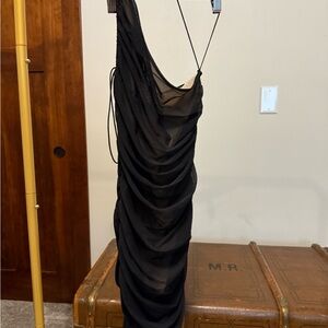 Alice + Olivia One Shoulder Black Dress